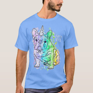 Niedlich Rainbow Unicorn French Bulldog Frenchie D T-Shirt