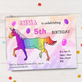 Niedlich Rainbow Unicorn Girly Birthday Party Einladung