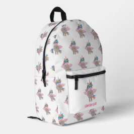 Niedlich Rainbow Unicorn Girly Individuelle Name Bedruckter Rucksack