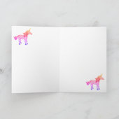 Niedlich Rainbow Unicorn Happy Birthday Name Karte (Innenseite)