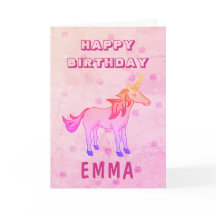 Niedlich Rainbow Unicorn Happy Birthday Name