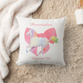 Niedlich Rainbow Unicorn Pink Bow Girly Personalis Kissen (Decke)