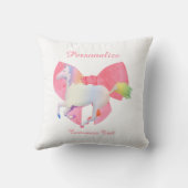Niedlich Rainbow Unicorn Pink Bow Girly Personalis Kissen (Rückseite)