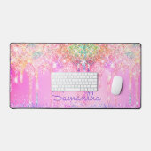 Niedlich Rainbow unicorn Rosa Glitzer Tropfen Mono Schreibtischunterlage (Tastatur & Maus)