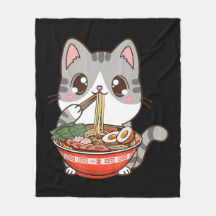 Niedlich Ramen Cat Kawaii Anime Japanisches Lebens Fleecedecke
