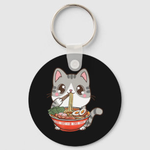 Niedlich Ramen Cat Kawaii Anime Japanisches Lebens Schlüsselanhänger