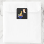 Niedlich Ramen Corgi Dog Quadratischer Aufkleber (Tasche)