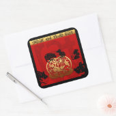 Niedlich Rat Chinesisches Jahr Zodiac Birthday Squ Quadratischer Aufkleber (Umschlag)