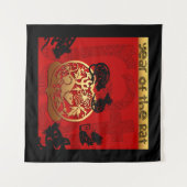 Niedlich Ratten Chinesisches Jahr Zodiac Geburtsta Wandteppich (Vorderseite (Horizontal))