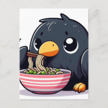 Niedlich Raven Eating Ramen