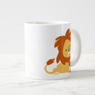 Niedlich Reading Cartoon Lion Jumbo Tasse
