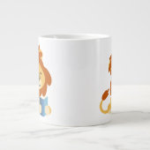 Niedlich Reading Cartoon Lion Jumbo Tasse (Vorderseite)