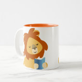 Niedlich Reading Cartoon Löwe Tasse (Vorderseite Links)