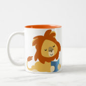 Niedlich Reading Cartoon Löwe Tasse (Links)