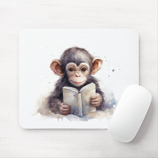 Niedlich Reading Chimpanzee Mousepad (Mit Mouse)