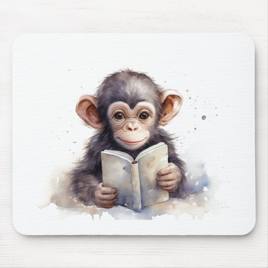 Niedlich Reading Chimpanzee Mousepad (Vorne)