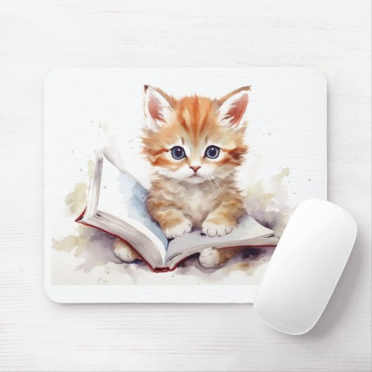 Niedlich Reading Kitten Mousepad (Mit Mouse)