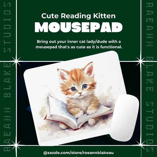 Niedlich Reading Kitten Mousepad