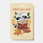 Niedlich Reading Raccoon Library Hall Pass Abzeich Ausweis (Vorderseite)