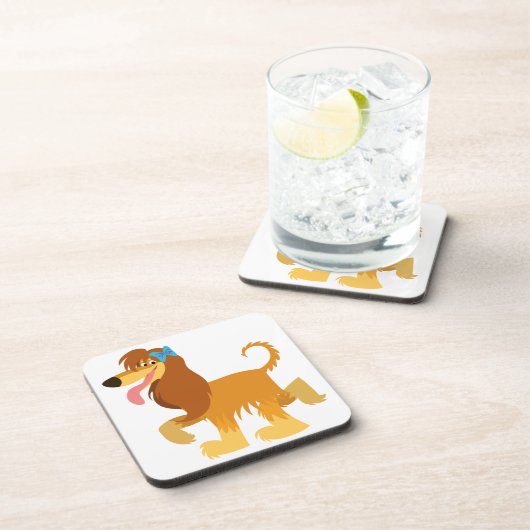 Niedlich Ready Cartoon Afghan Hound Untersetzer Se (Rechte Seite)