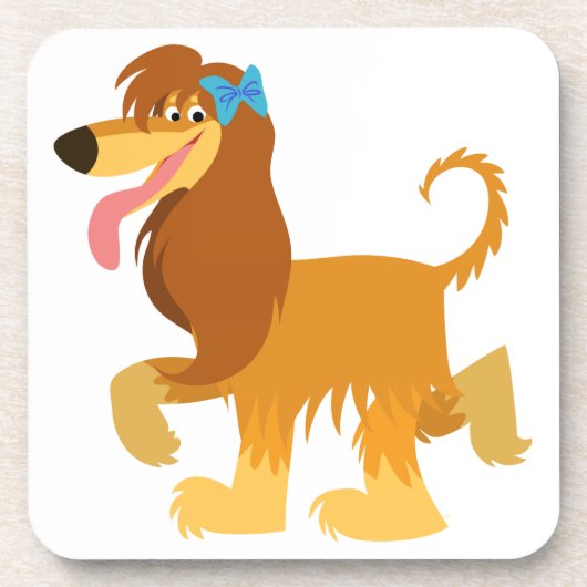Niedlich Ready Cartoon Afghan Hound Untersetzer Se (Vorderseite)