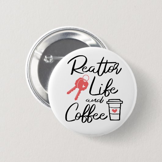 Niedlich Real Anwesen Agent Broker Coffee Lover Re Button (Vorne & Hinten)