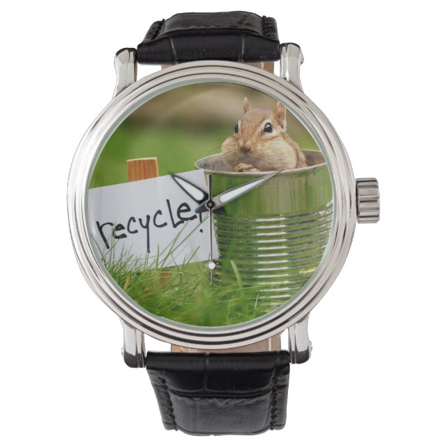 Niedlich Recycelnd Chipmunk Armbanduhr (Vorderseite)
