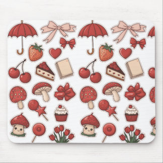 Niedlich Red Aesthetic Mushroom Strawberry Dessert Mousepad