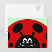 Niedlich Red and Black Ladybug Postkarte (Vorne/Hinten)