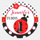 Niedlich Red and Black Ladybug Runder Aufkleber (Vorderseite)