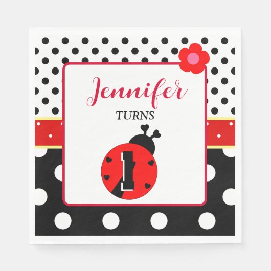 Niedlich Red and Black Ladybug Serviette (Vorderseite)