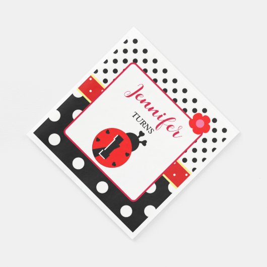 Niedlich Red and Black Ladybug Serviette (Ecke)