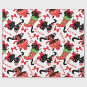 Niedlich Red Angry Cat Candy Cane Weihnachten Geschenkpapier (Flach)