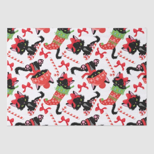 Niedlich Red Angry Cat Candy Cane Weihnachten Seidenpapier (Vorderseite)
