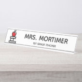 Niedlich Red Apple Books 1. Klasse Lehrer Long Schreibtischnamensplakette (Vorderseite )