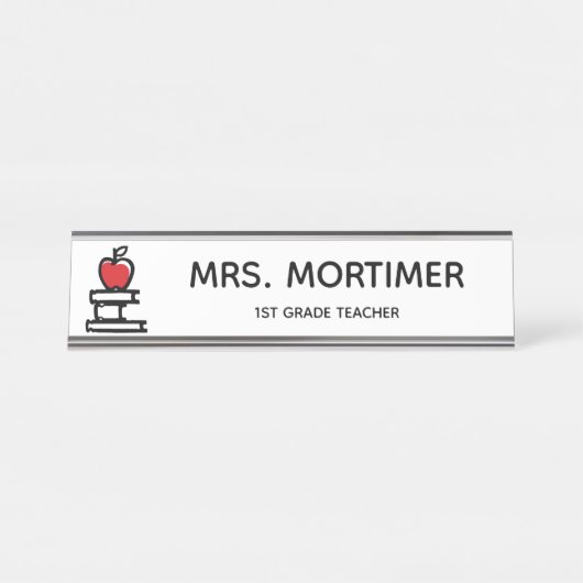 Niedlich Red Apple Books 1. Klasse Lehrer Schreibtischnamensplakette (Vorderseite )