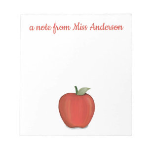 Niedlich Red Apple Simple Teacher Whimsical Class Notizblock