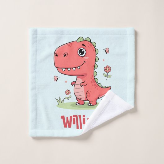 Niedlich Red Baby Dinosaur Waschlappen (Waschlappen)