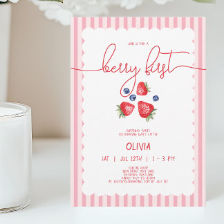 Niedlich Red Baby Girl Berry Erstes Party zum Gebu Einladung
