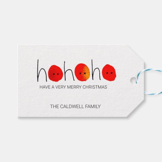 Niedlich Red & Black Ho Ho Weihnachten Geschenkanhänger (Vorderseite (Horizontal))