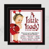Niedlich Red Black Ladybug Babydusche Einladung (Vorne/Hinten)