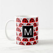 Niedlich Red Black Ladybug Monogram Kaffeetasse (Links)