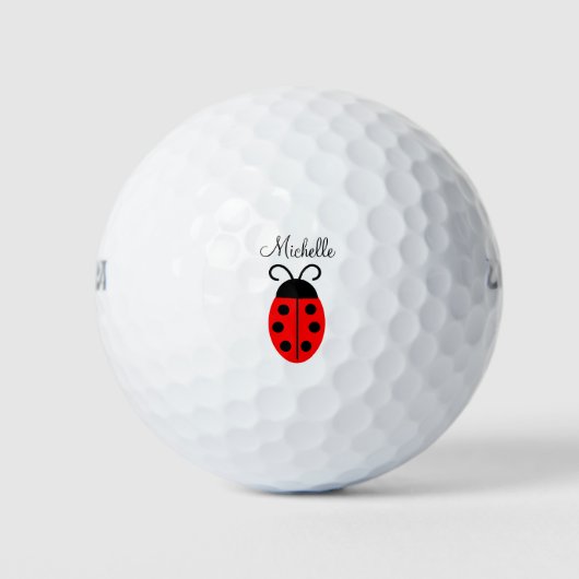 Niedlich Red Black Ladybug Name Golfball (Vorderseite)