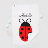 Niedlich Red Black Ladybug Name Golfhandtuch (Insitu)