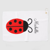 Niedlich Red Black Ladybug Name Golfhandtuch (Horizontal)
