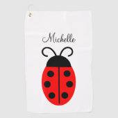 Niedlich Red Black Ladybug Name Golfhandtuch (Vorderseite)