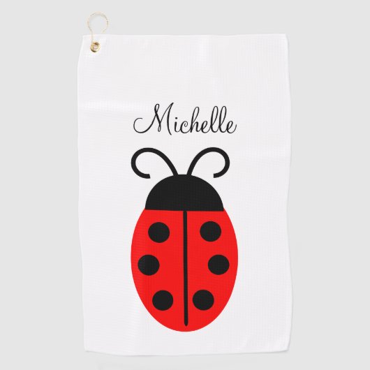 Niedlich Red Black Ladybug Name Golfhandtuch (Vorderseite)