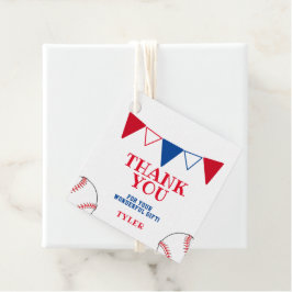 Niedlich Red Blue Baseball Ball Flag Danke Geschenkanhänger