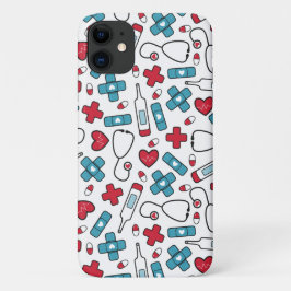 Niedlich Red Blue Nurse Doctern Pattern Case-Mate iPhone Hülle