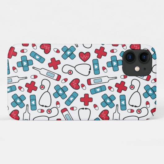 Niedlich Red Blue Nurse Doctern Pattern Case-Mate iPhone Hülle (Rückseite (Horizontal))